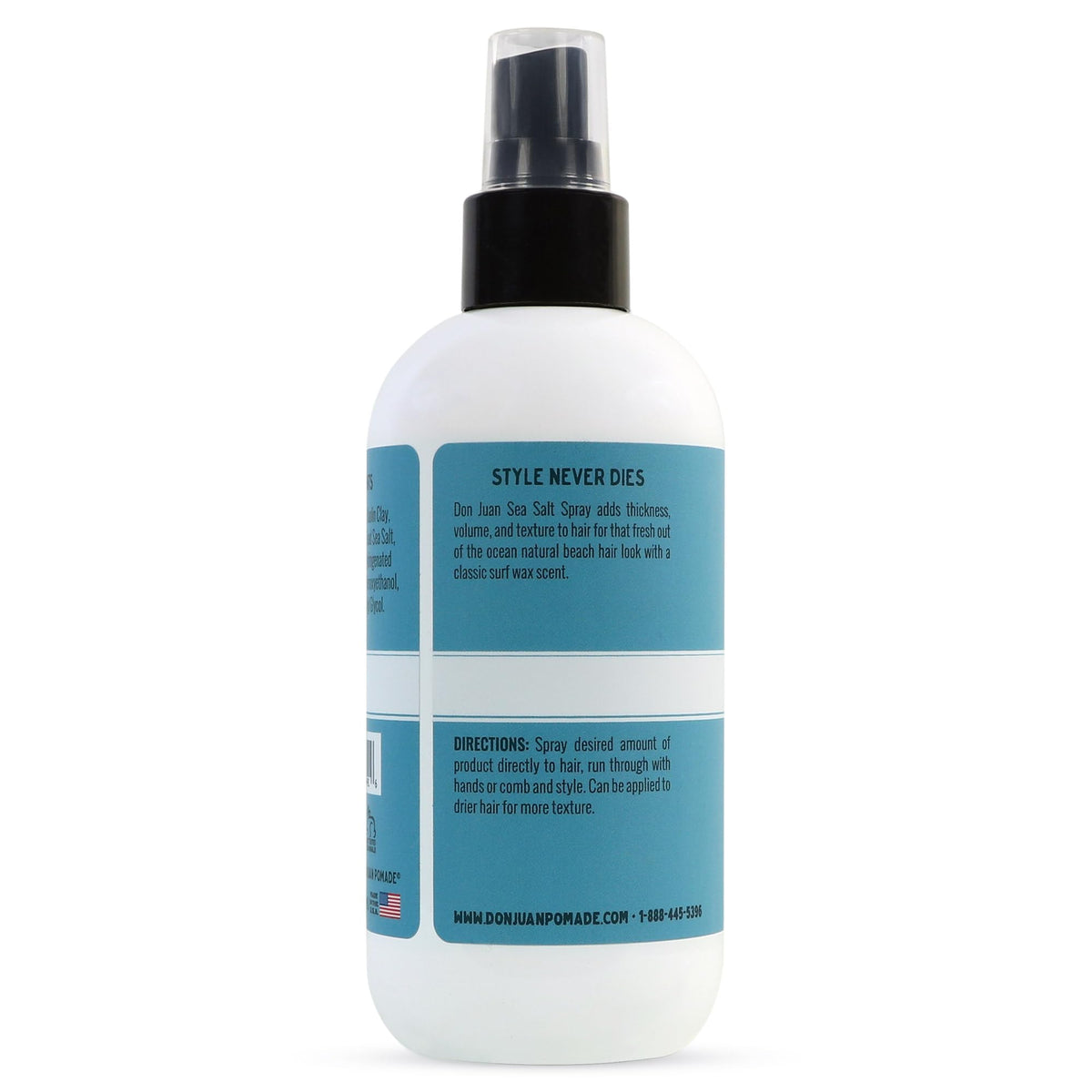 Don Juan label closeup highlighting natural ingredients and surf wax scent benefits