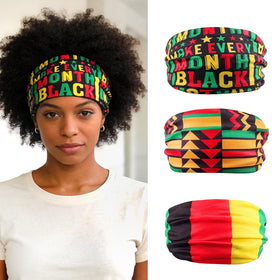 Doneace front packaging showing three colorful Juneteenth headbands and benefits