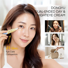 Dongyu eye cream lifestyle bathroom counter staged for morning routine refresh
