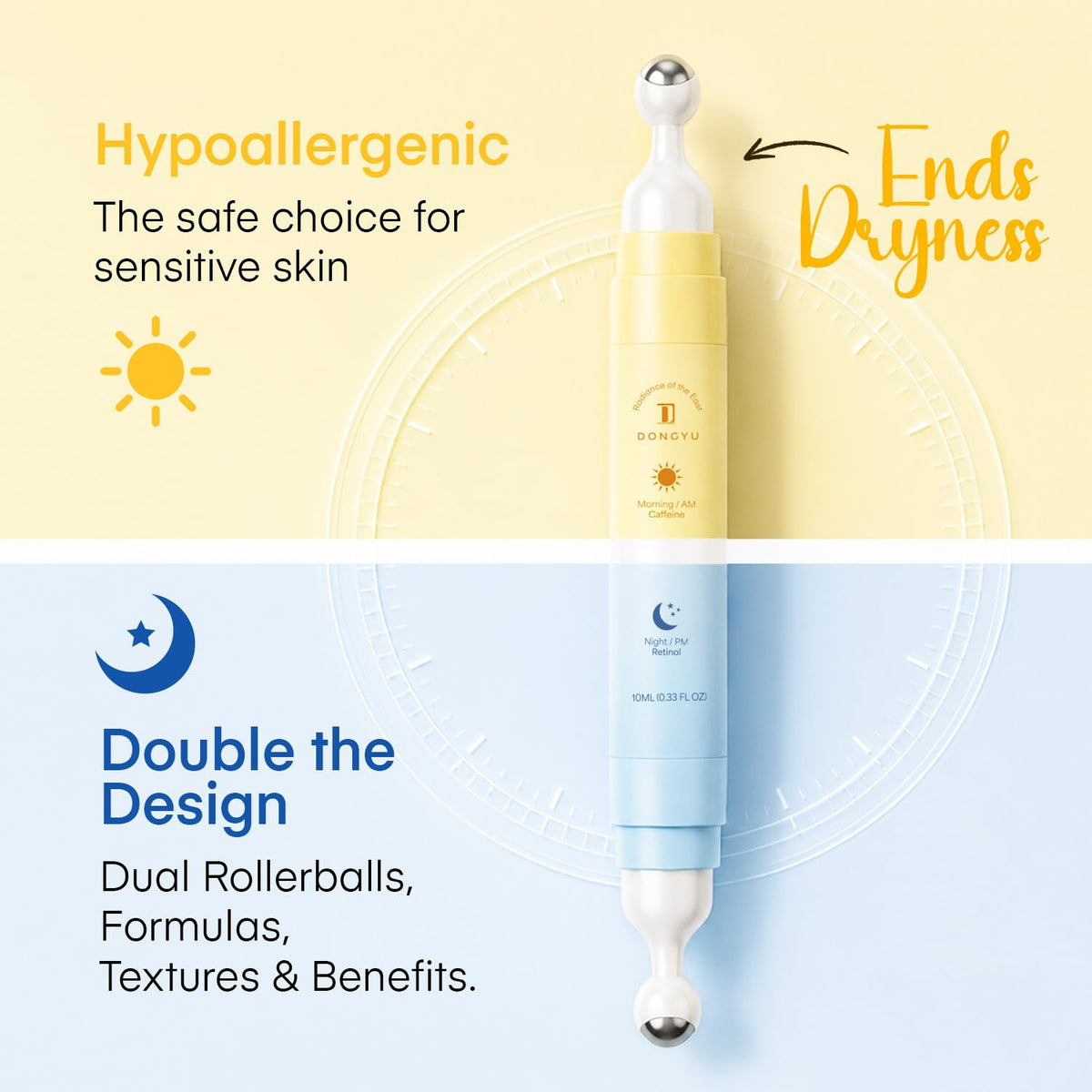 Dongyu eye cream texture close-up highlighting lightweight fast-absorbing formula