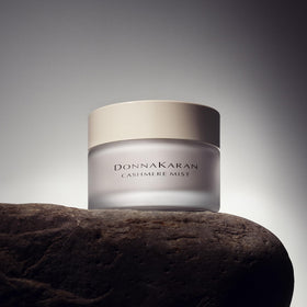 Donna Karan Cashmere Mist label closeup showing fragrance identity and notes