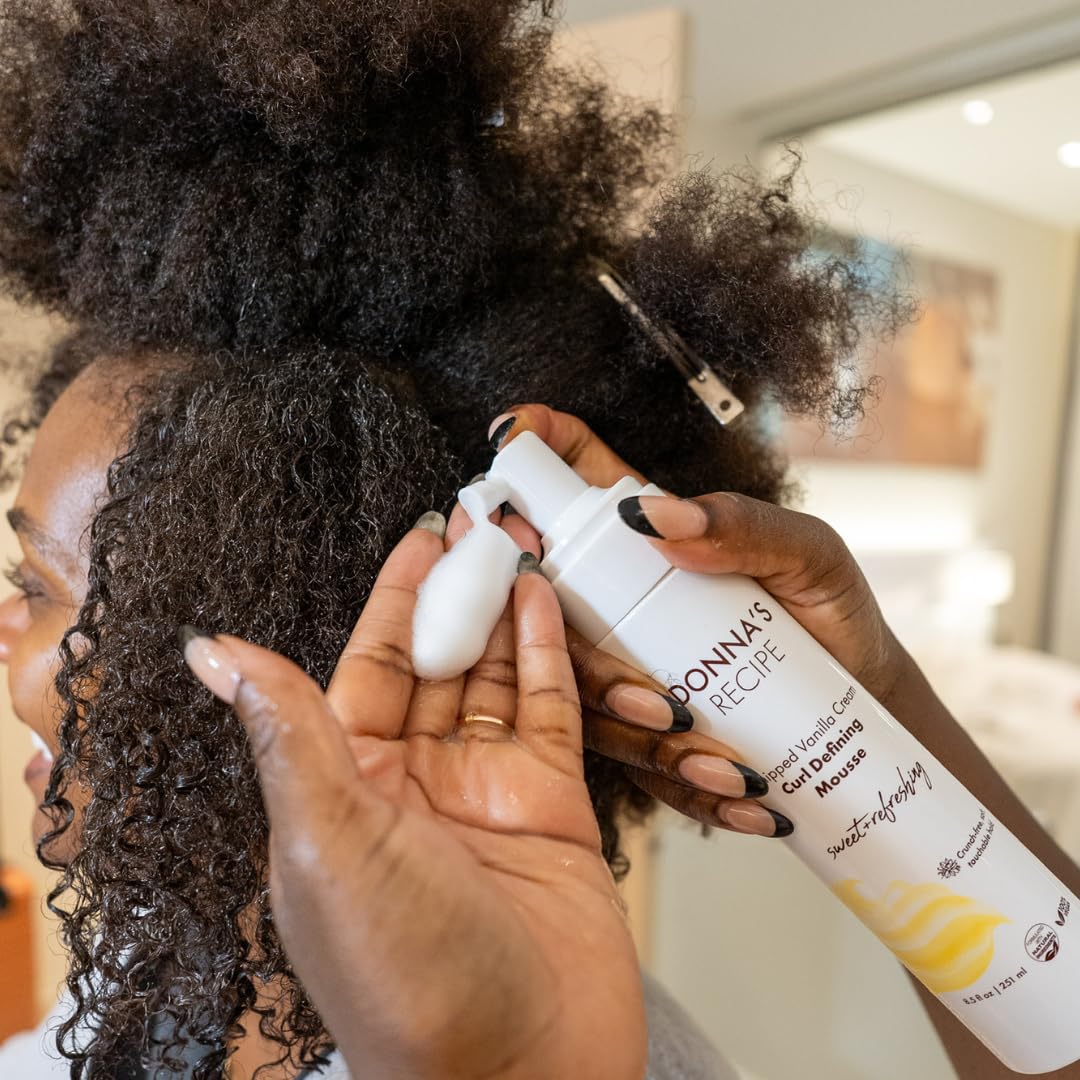 Donna's Recipe foam on palm ready to apply for defined curls