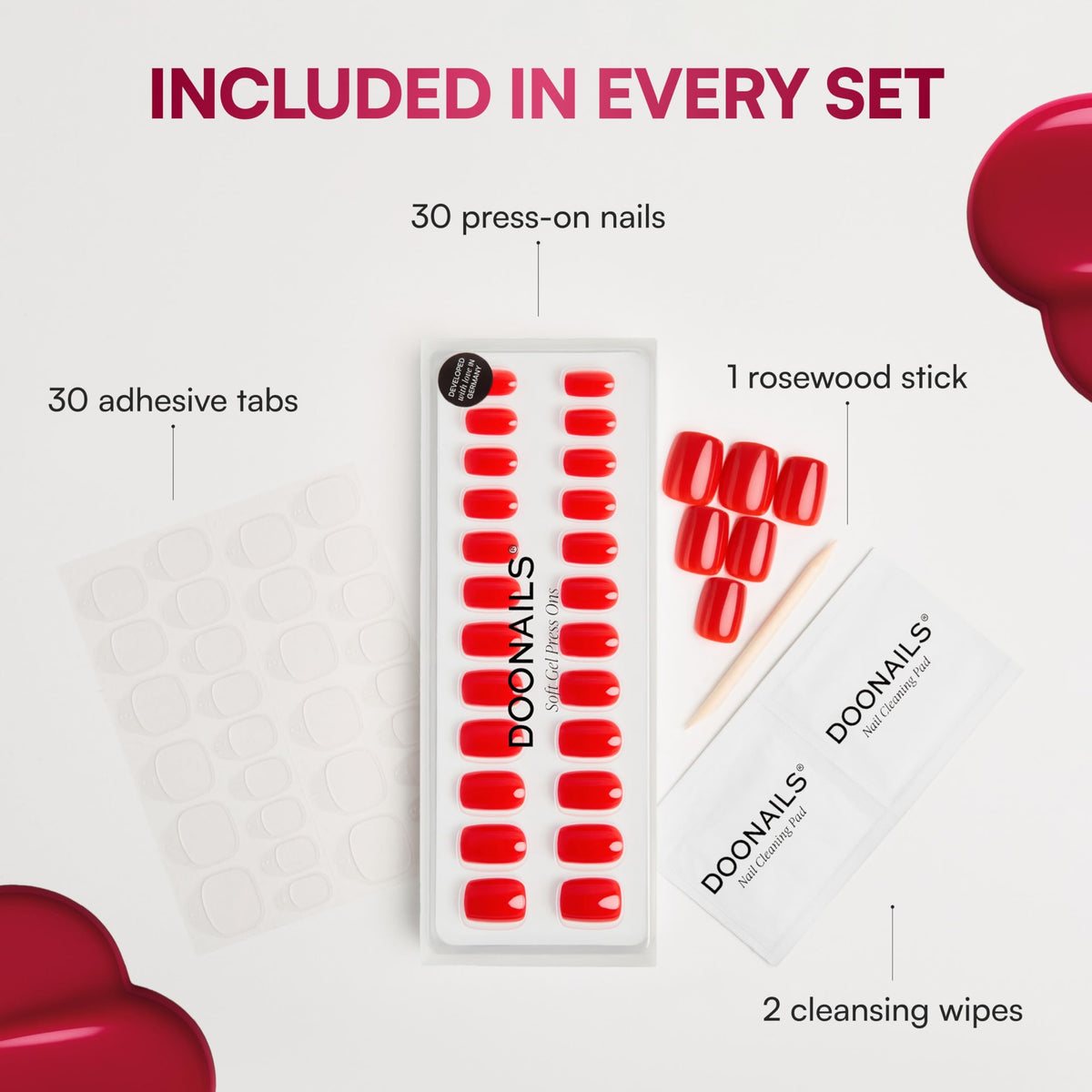 DOONAILS adhesive stickers and cleaning wipes displayed for secure application