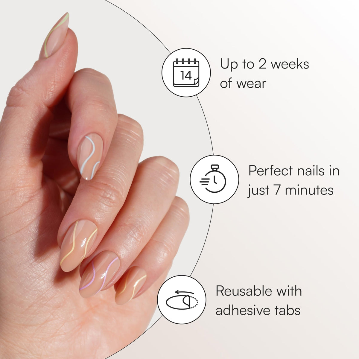 DOONAILS 30 nails arranged by size illustrating the 15-size fit versatility