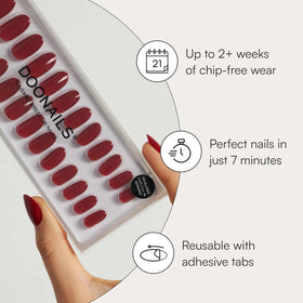 DOONAILS close-up of single red soft gel press on nail highlighting smooth gel texture and shine