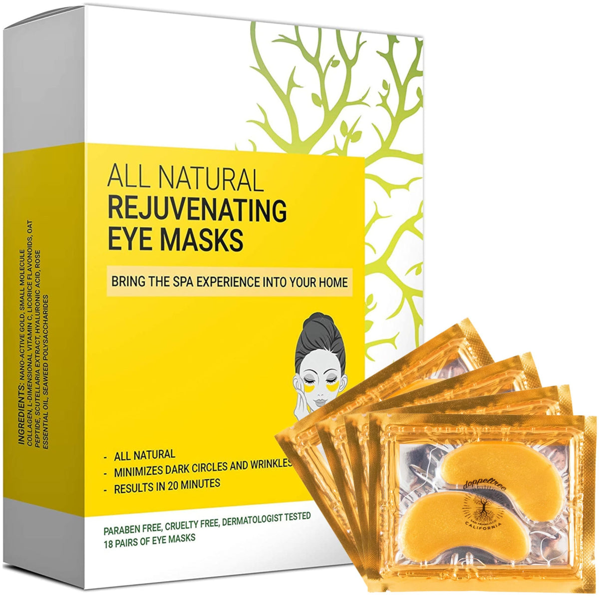 Doppeltree front packaging showing 18 pairs and benefits