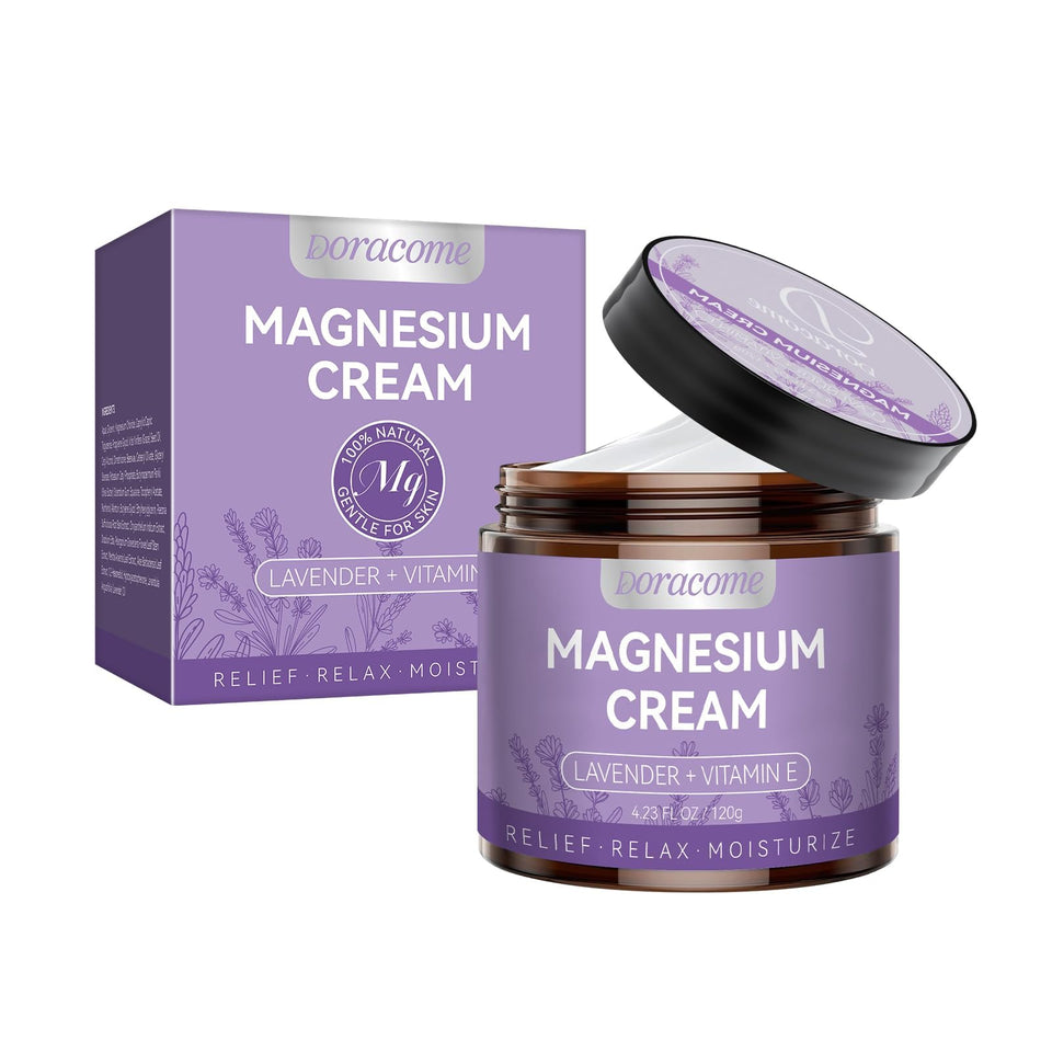 Doracome front packaging showing brand and calming magnesium cream benefits