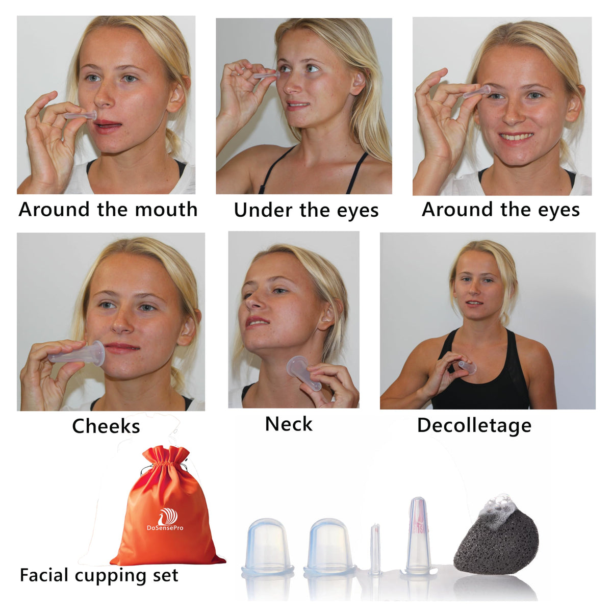 DoSensePro small cup used around eye area reducing puffiness with gentle suction