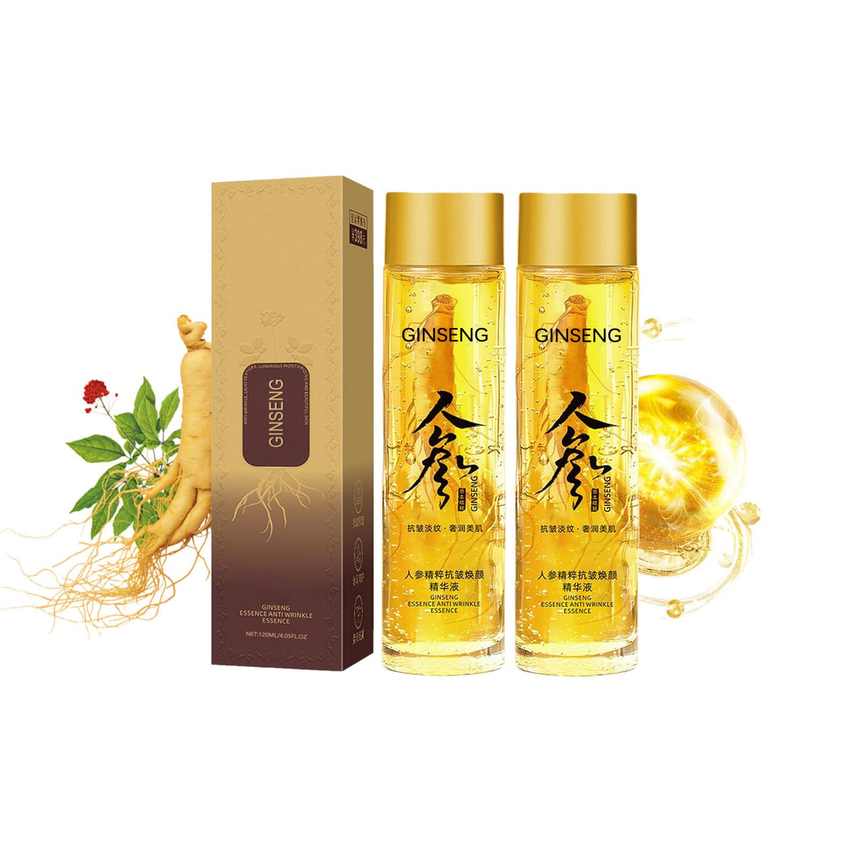 Dosoecse front packaging showing ginseng serum and benefits