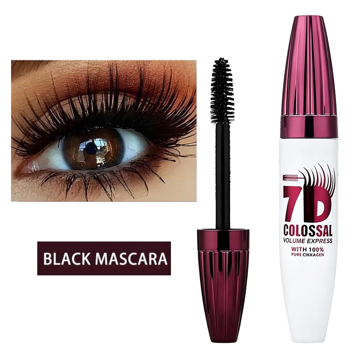 Dosoecse mascara next to ruler showing size and travel-friendly compact design