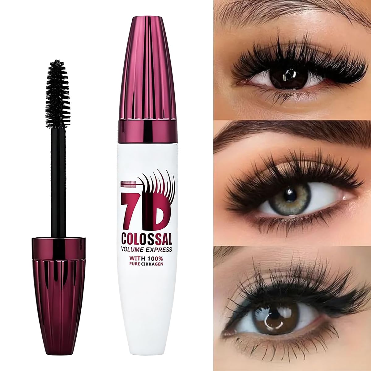 Dosoecse mascara texture swirled on white surface showing silk fibers for volume