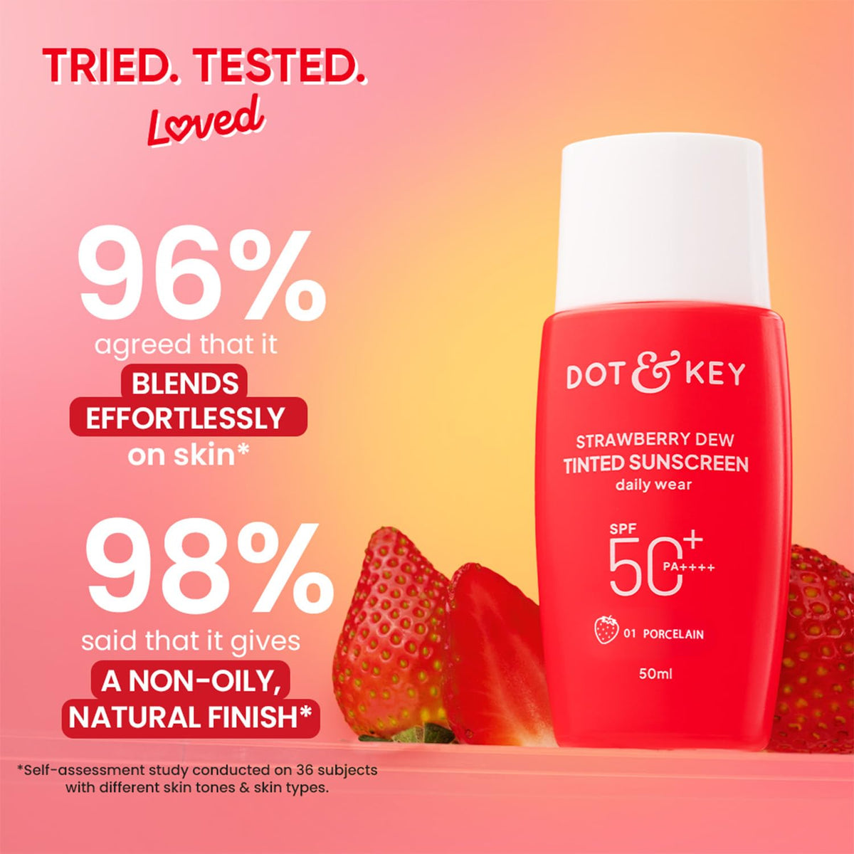 Dot & Key sunscreen applied on hand demonstrating blendable tinted coverage
