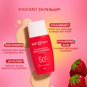 Dot & Key tinted finish on skin showing natural, even-looking glow