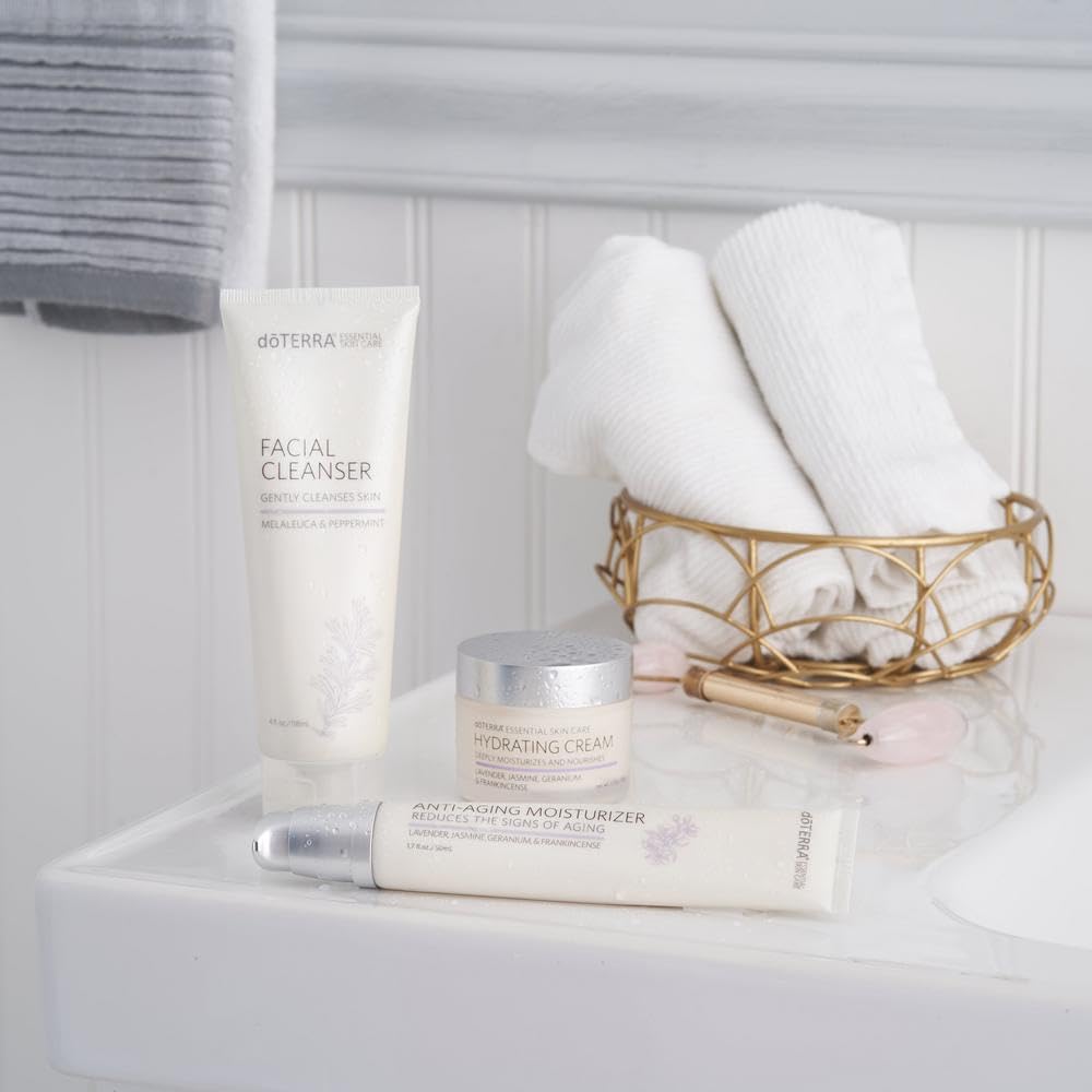 doTERRA cleanser in bathroom lifestyle scene suggesting daily routine convenience
