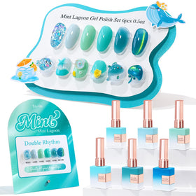 Double Rhythm front packaging showing 6-piece teal mint set and clear color selection benefit