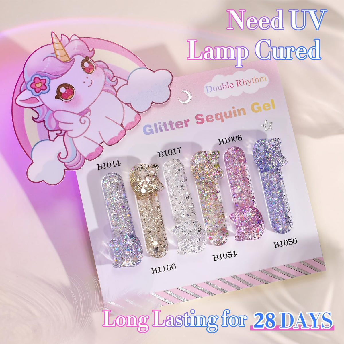 Double Rhythm applied on fingernails demonstrating salon-quality sparkle and durable wear
