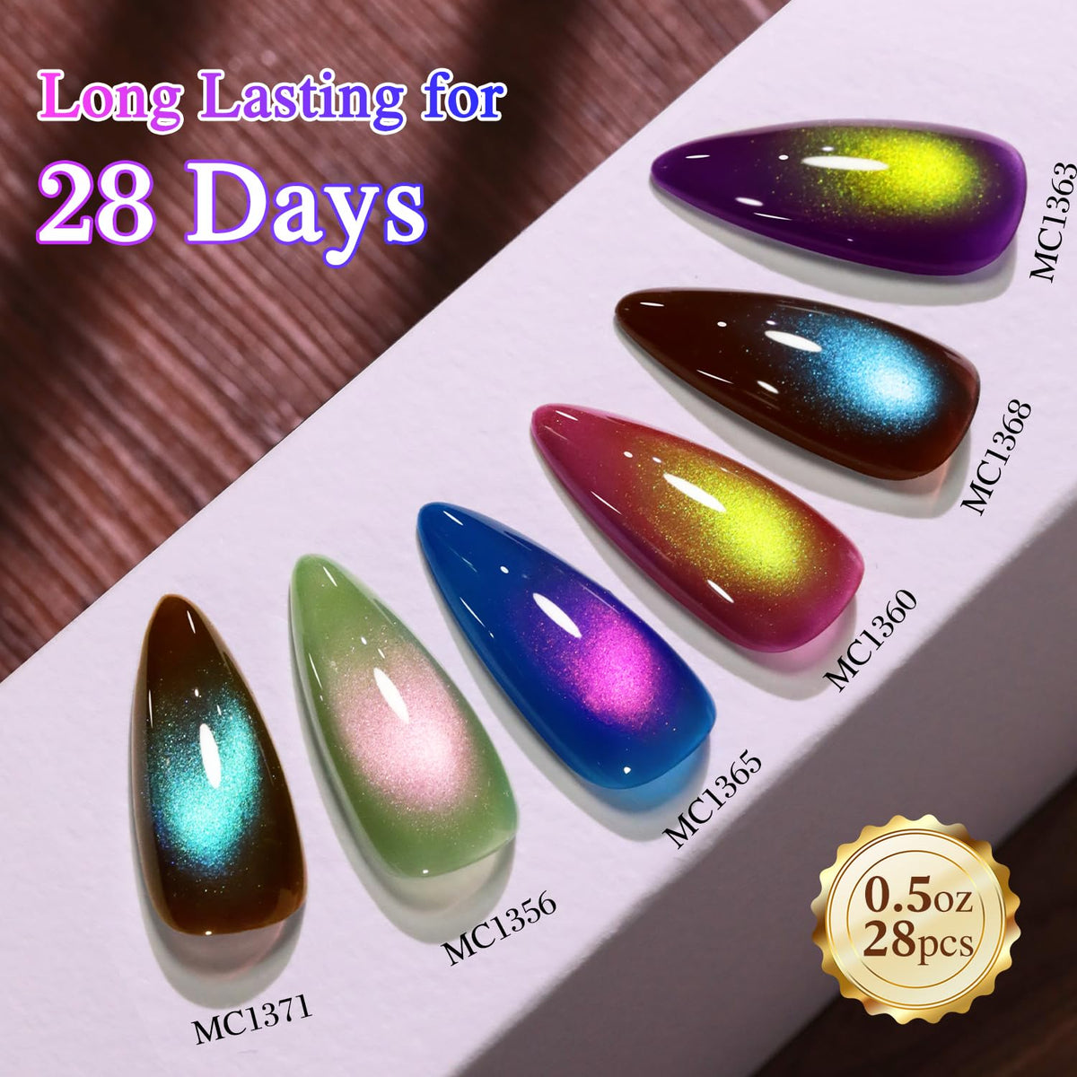 Double Rhythm before and after nails illustrating dramatic cat-eye effect