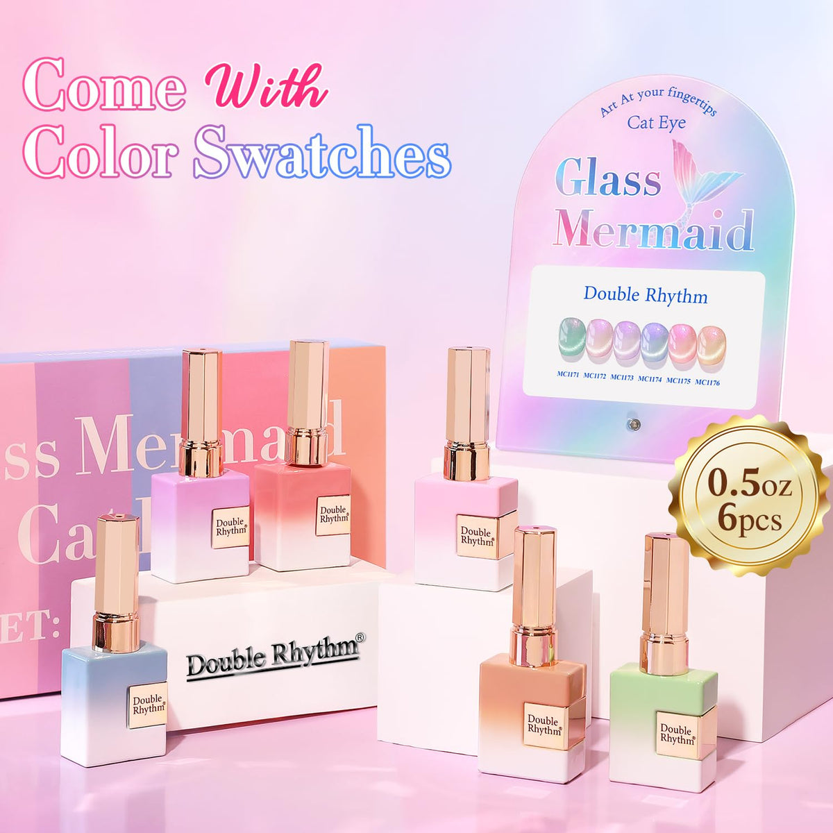 Double Rhythm bottle close-up label revealing polish shade and 15ml size for easy identification