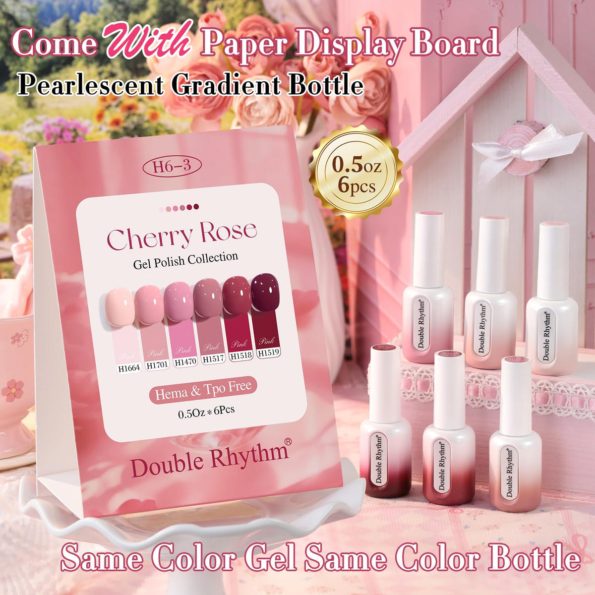 Double Rhythm bottle close-up label, clear brand and easy identification benefit