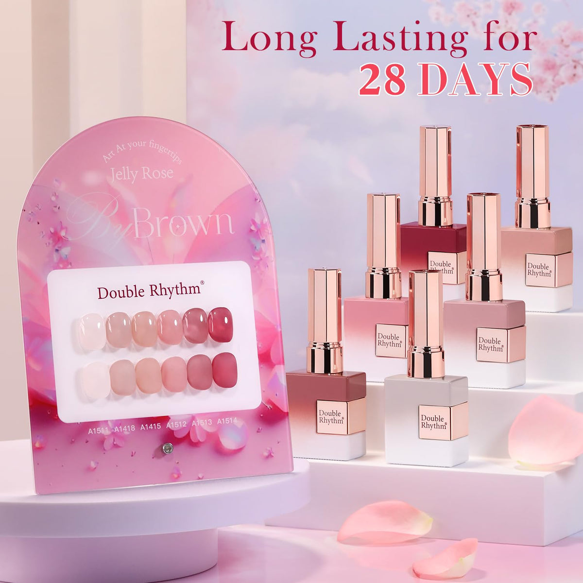 Double Rhythm six bottles lined up displaying matching colors for consistent set coordination benefit