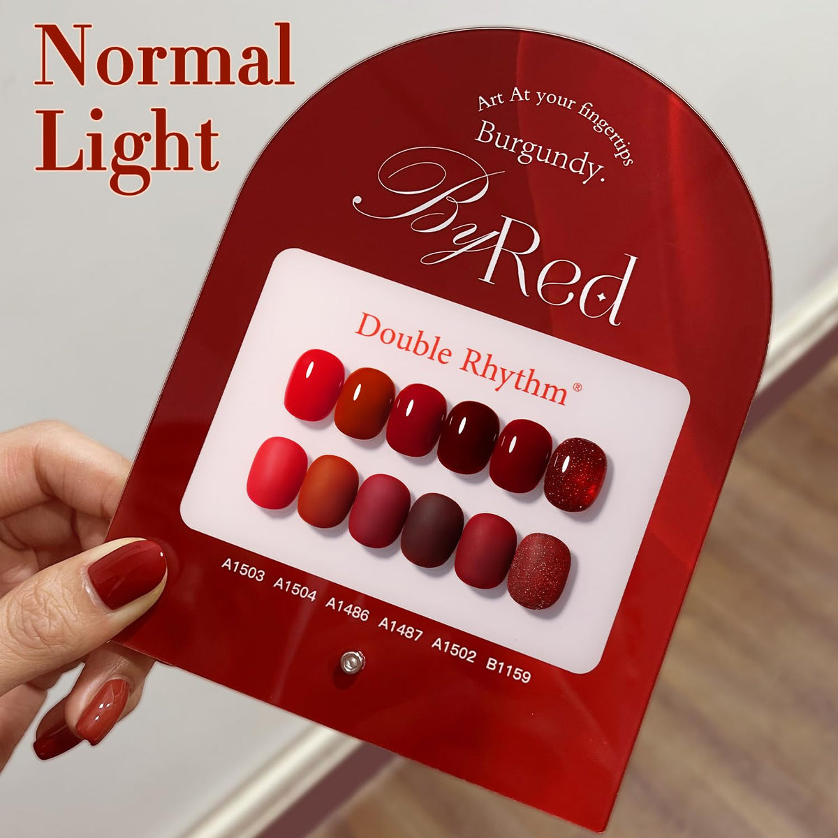 Double Rhythm brush stroke showing maroon glitter texture for glossy finish