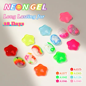 Double Rhythm finished neon nails in a lifestyle party scene showing eye-catching color impact