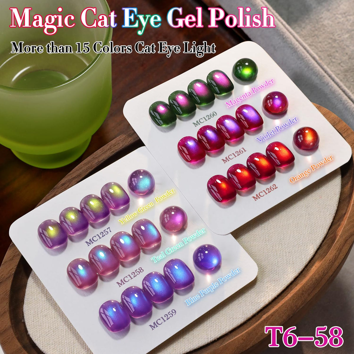 Double Rhythm magnet held over wet polish creating cat-eye shimmer