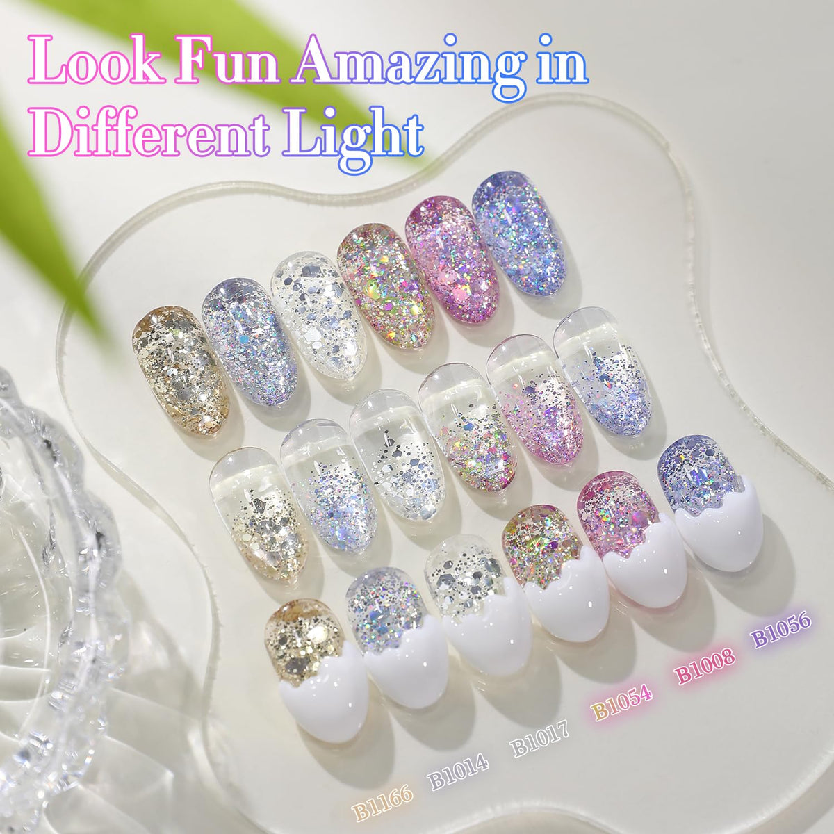 Double Rhythm gradient nail design showcasing layering options and creative sparkle effects