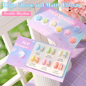 Double Rhythm cured nail finish with high-gloss shine and even pigmentation