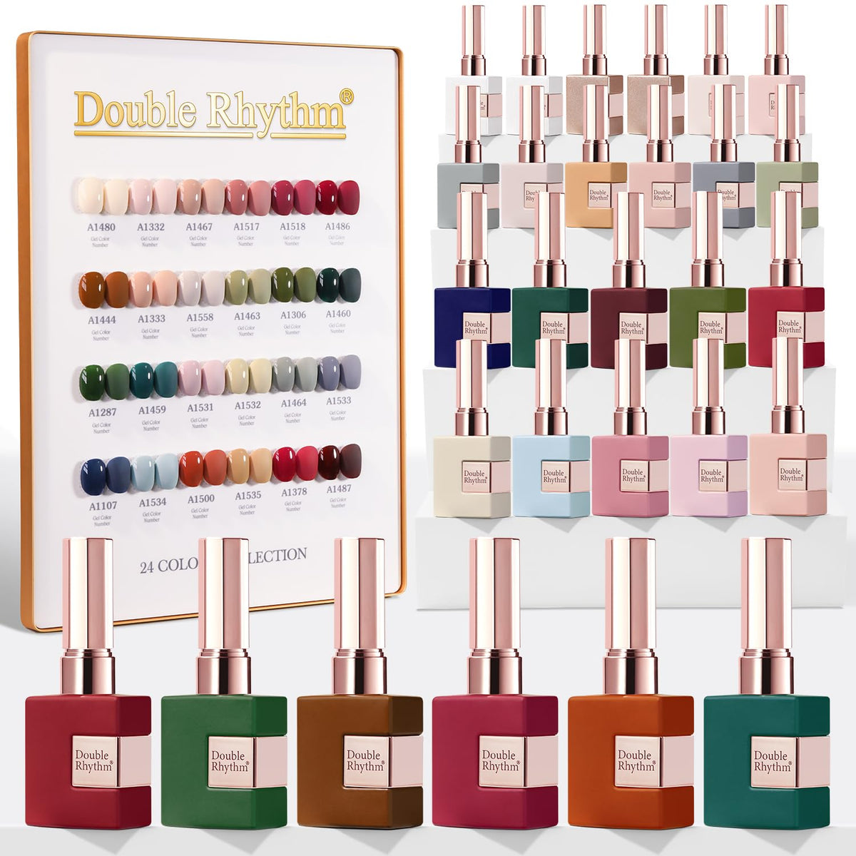 Double Rhythm front packaging showing burgundy and green shades with kit benefits