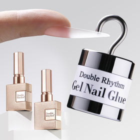 Double Rhythm front packaging showing clear gel adhesive and long-lasting shine