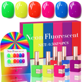 Double Rhythm front packaging showing six neon bottles for consistent color