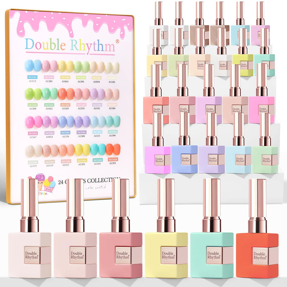 Double Rhythm front packaging showing pastel candy kit and complete set benefits