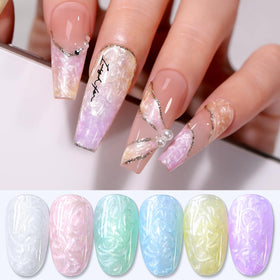 Double Rhythm front packaging showing six pastel pearl gel bottles and kit benefits