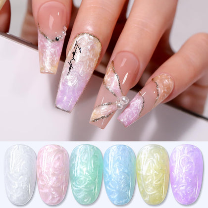 Double Rhythm front packaging showing six pastel pearl gel bottles and kit benefits