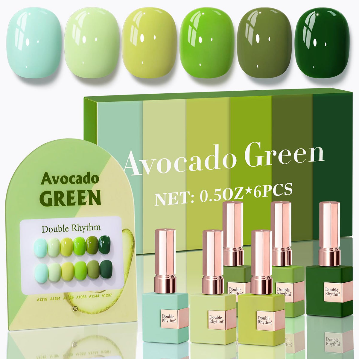 Double Rhythm front packaging showing six identical bottles and consistent shade benefit