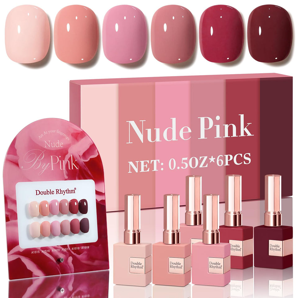 Double Rhythm front packaging showing six 15ml gel polish bottles and kit