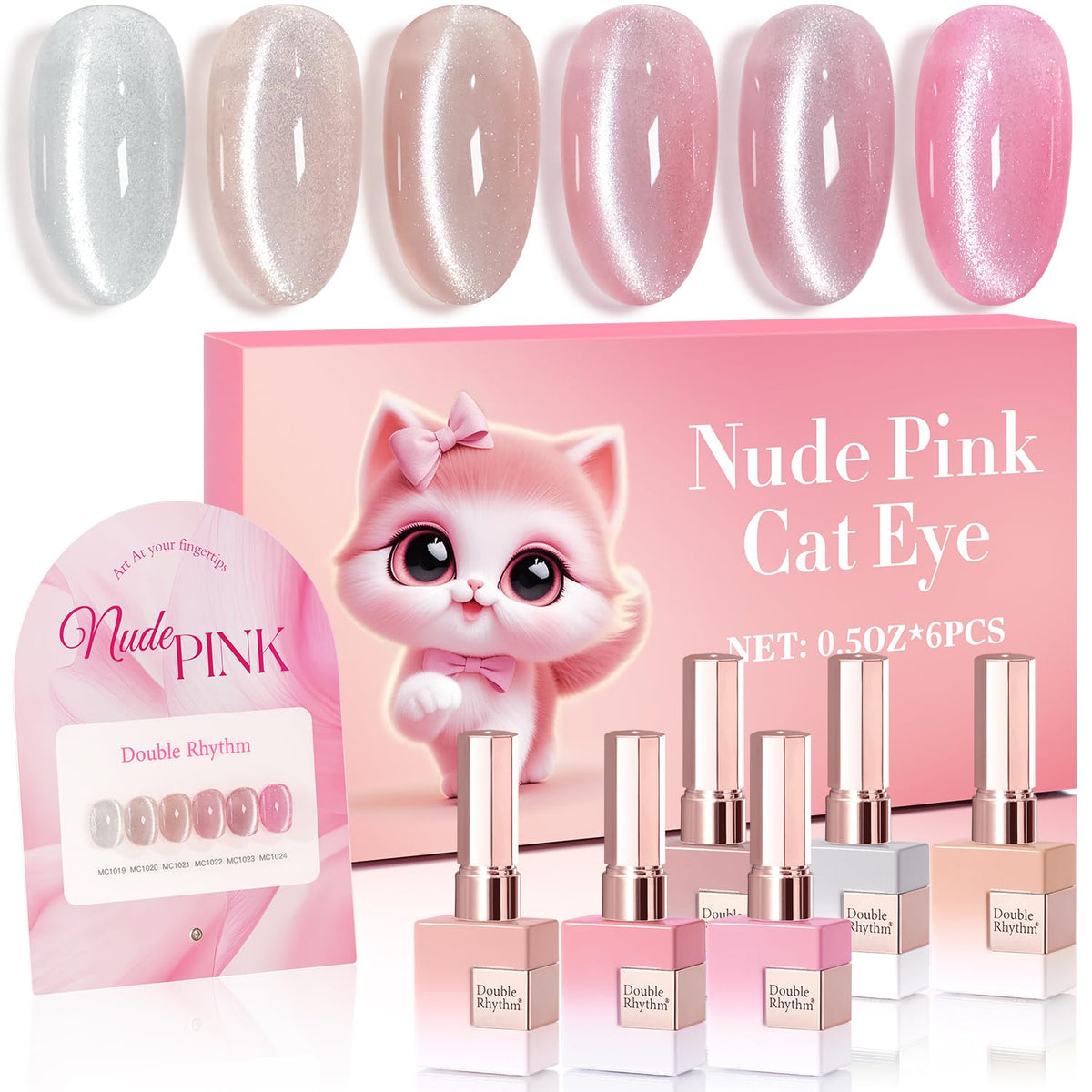 Double Rhythm front packaging showing six identical shimmer bottles, perfect for consistent sets