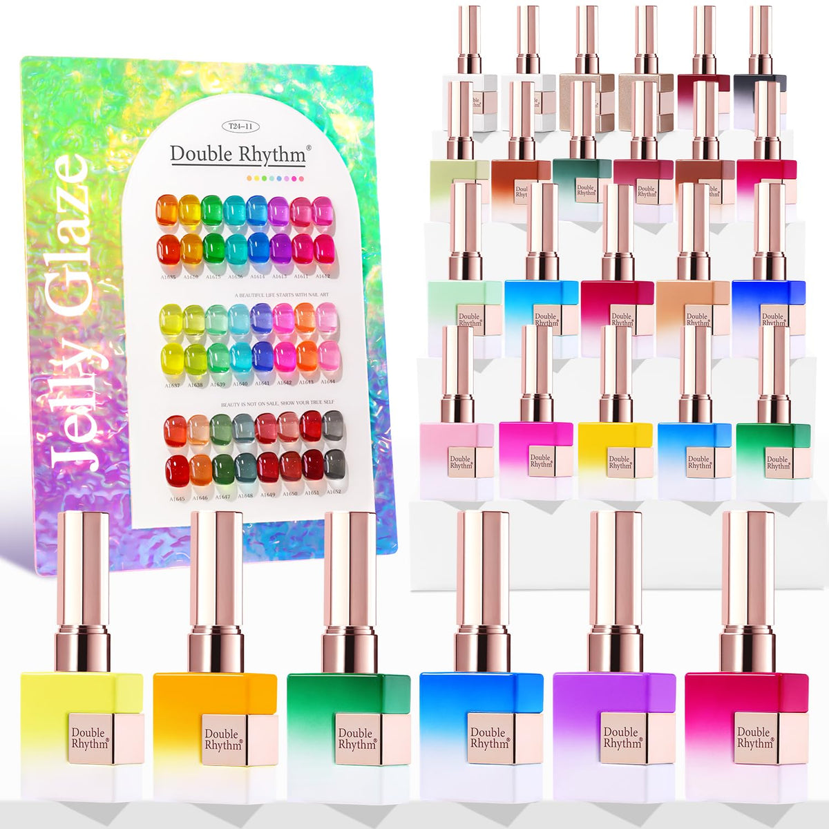 Double Rhythm front packaging showing full 28-piece kit and vibrant colors, professional results