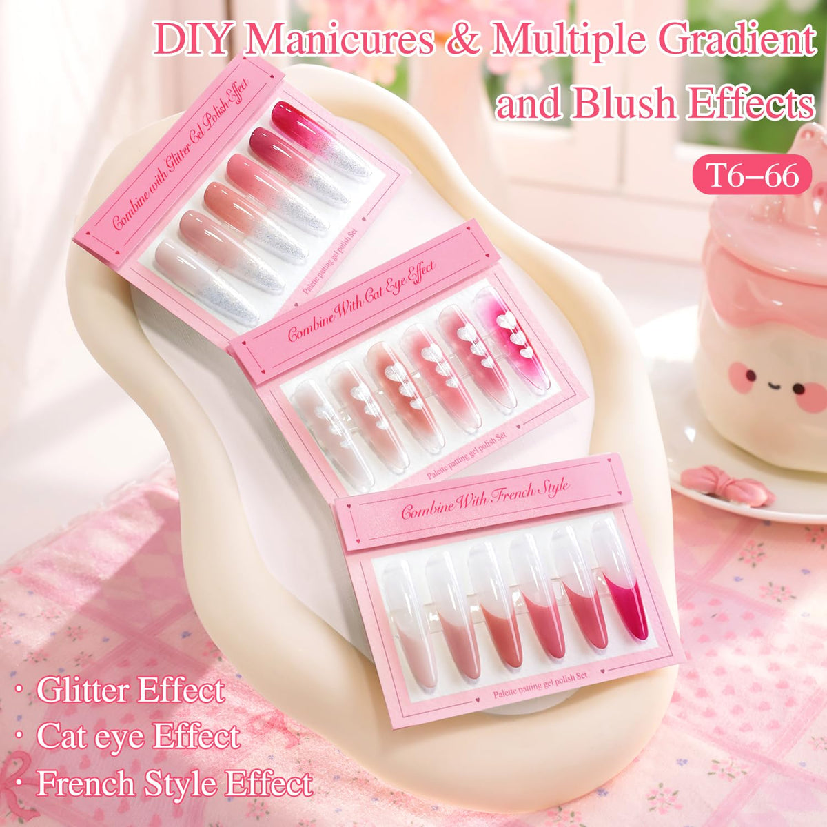 Double Rhythm gel pots top view highlighting six neutral rose shades for versatile looks