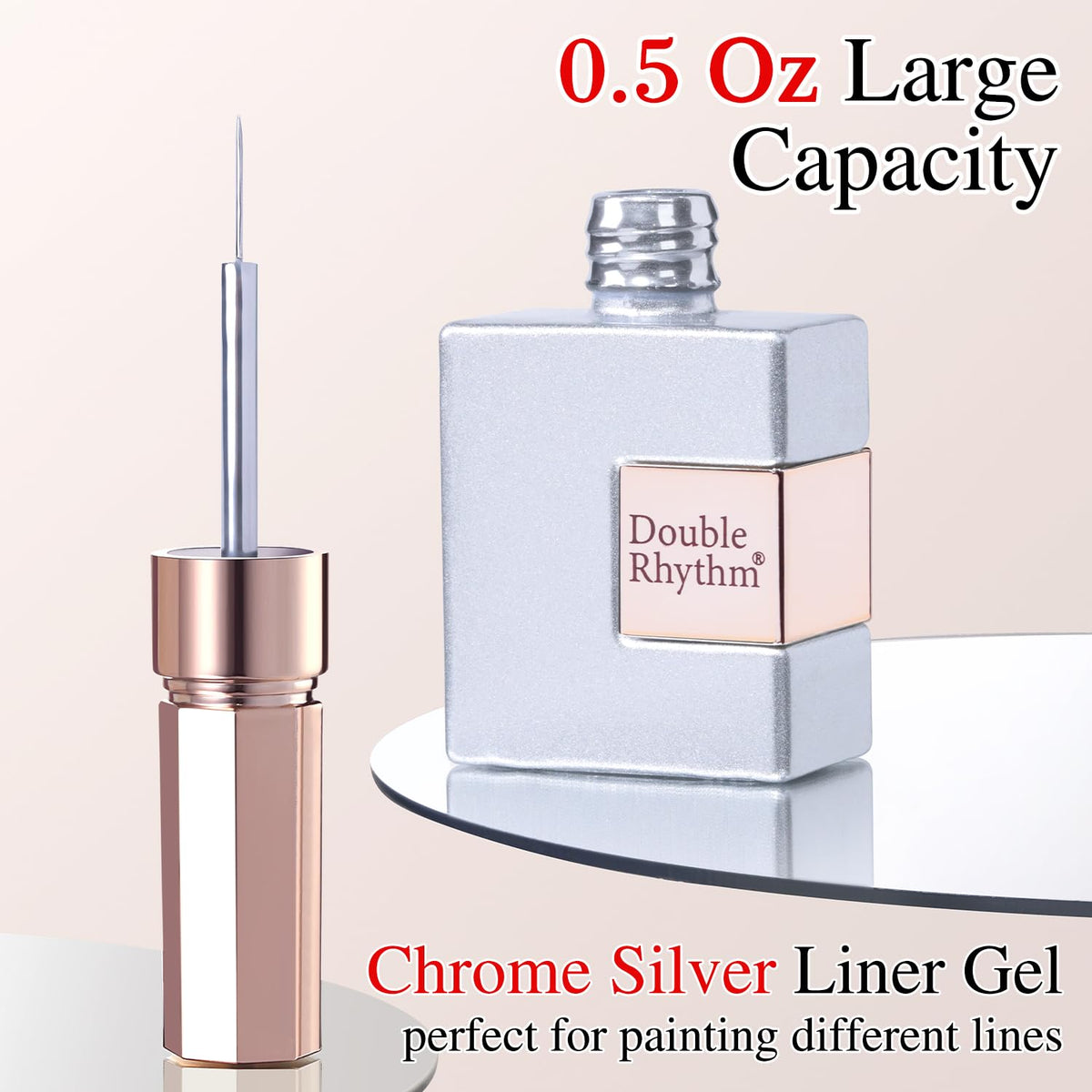 Double Rhythm gel in use creating fine metallic stripes for crisp designs