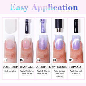 Double Rhythm finished manicure in evening setting highlighting iridescent cat eye effect for event-ready nails