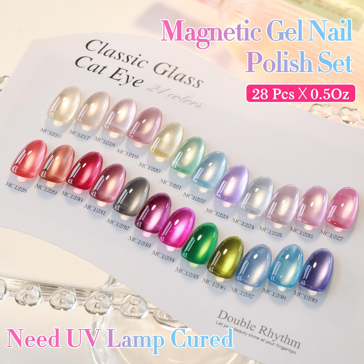Double Rhythm manicure in use with lamp in background showing at-home salon convenience