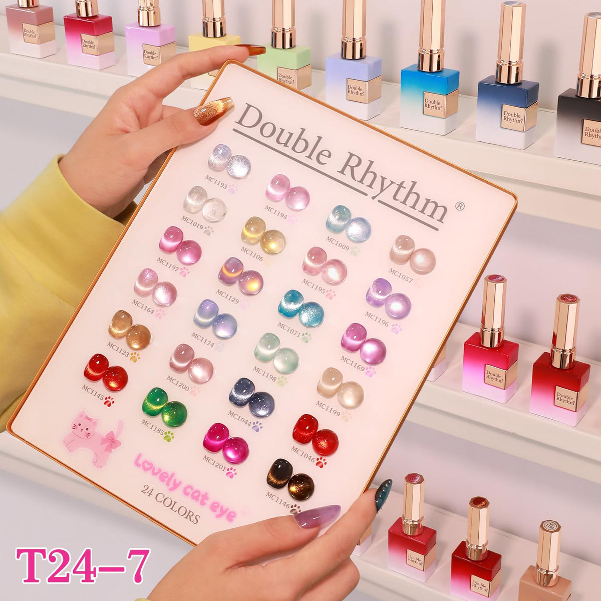 Double Rhythm finished nail art showing salon-quality shine and durability