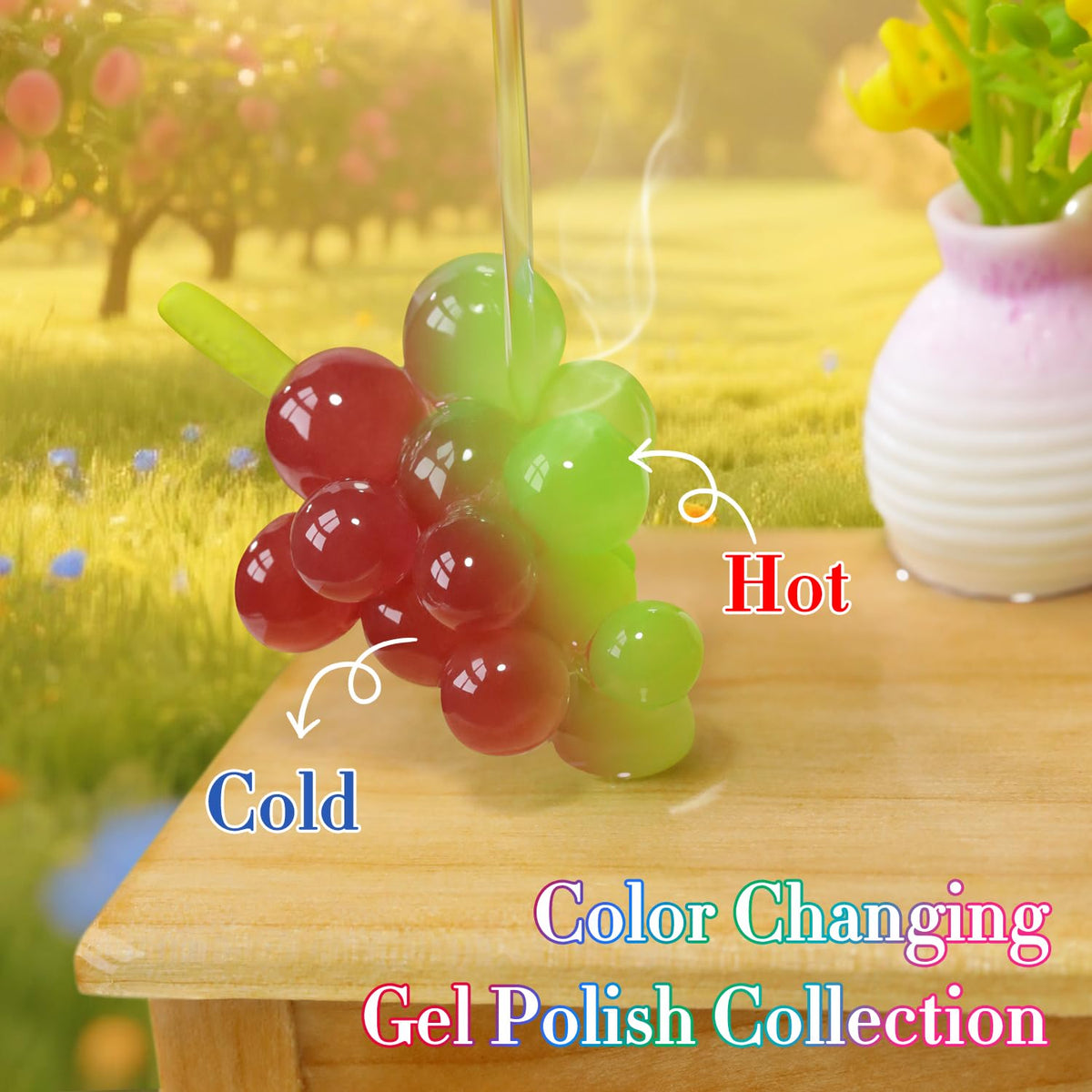 Double Rhythm styled fingers displaying temperature-reactive color shift for eye-catching nail art