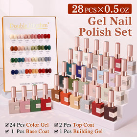 Double Rhythm open kit layout displaying 24 color bottles and accessory gels neatly