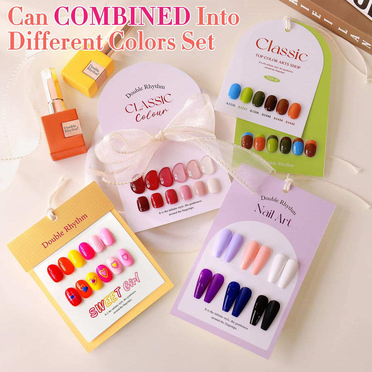 Double Rhythm polish swatches on a wheel showing true colors for planning