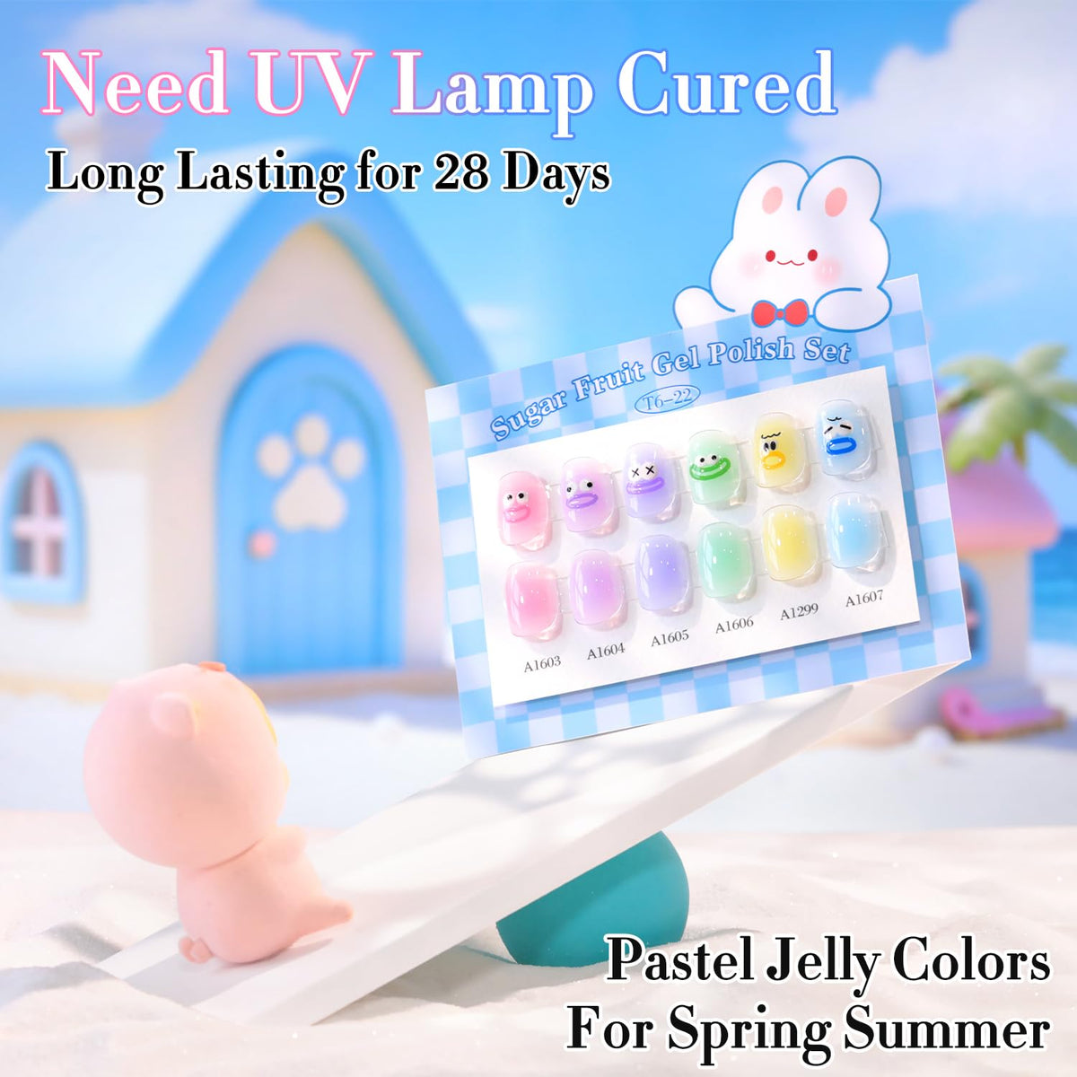 Double Rhythm polish curing under LED lamp for fast, glossy finish