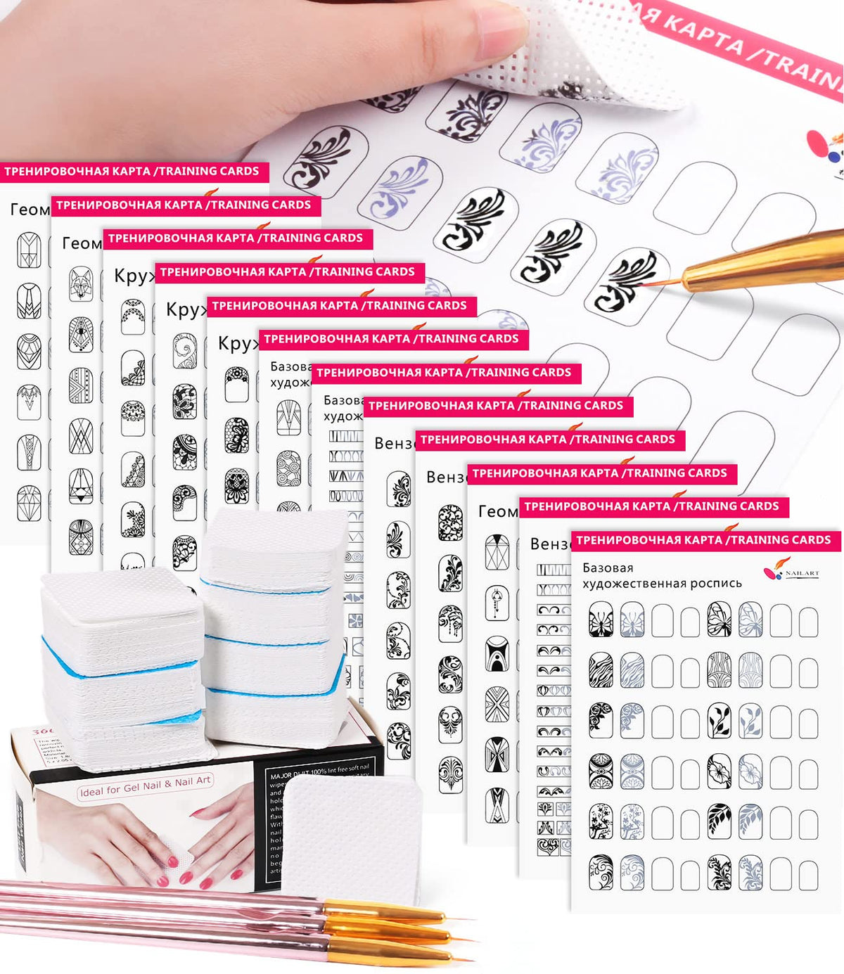 DouborQ three nail pens close-up for precise lines and detailing