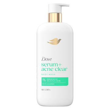 Dove bottle front packaging showing acne clear label and nozzle for easy dispensing